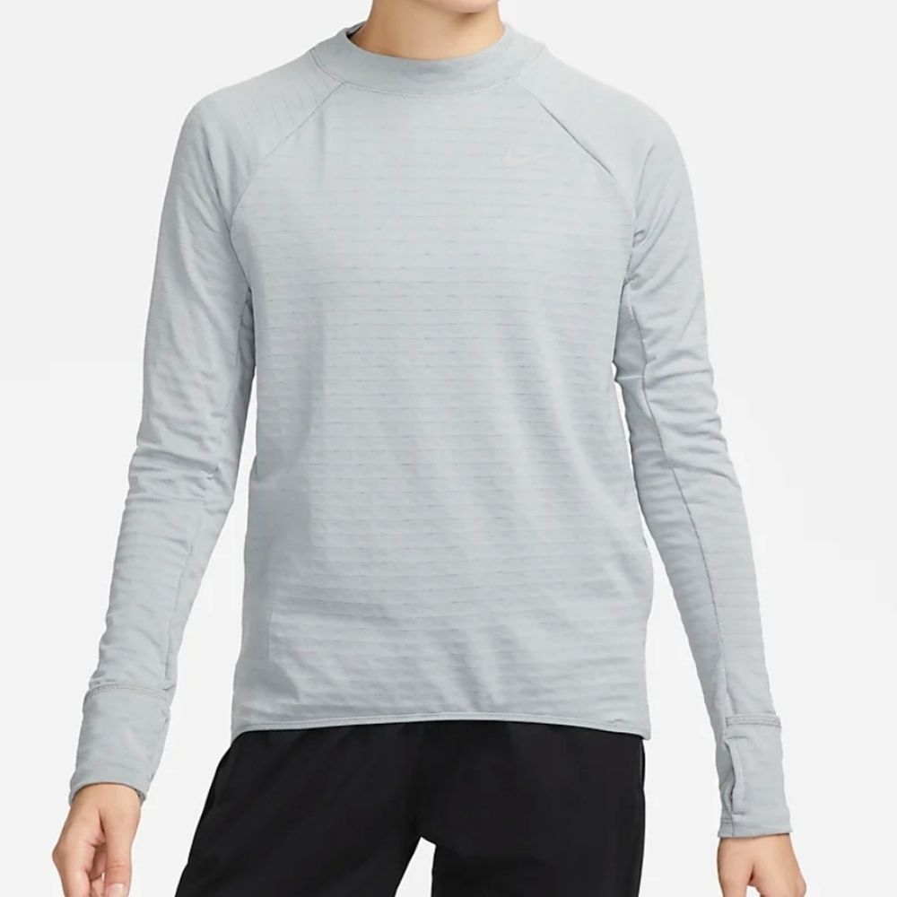 Nike Light Gray Long Sleeve Crew Neck Top